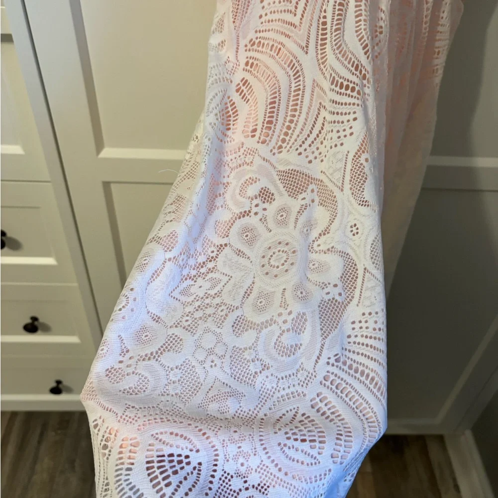 BCBGMAXAZRIA “Meilani” Lace Dress XXS NWT Blush Pink/White High-Low - Picture 6 of 11